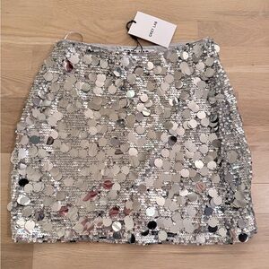 GREY LAB Sparkling Silver Mini Skirt